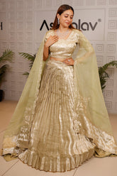 Pista Green Tissue Pleated Lehenga